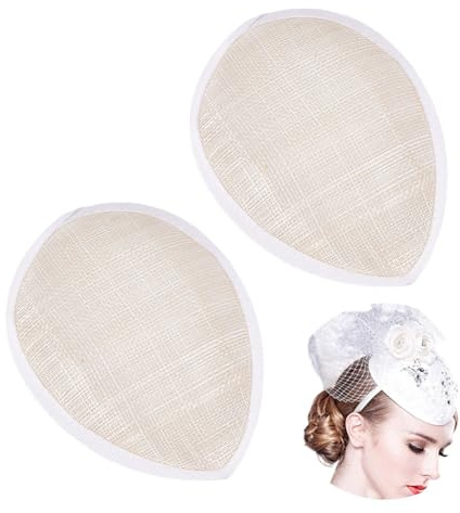 AHANDMAKER 2 Stück Fascinator Hutbasis In Tropfenform. 5.7x4.33 Zoll Weißes Leinennetz Millinery Base Cocktailhüte Untertasse Sinamay Basis Für DIY Hochzeit Party Hut Handwerk Machen