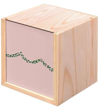 Fabulous Holzkiste – Weihnachtsgirlande, Stechpalme, Blätter, Winter, Feier (10 x 10 x 10 cm)