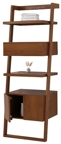 Mendler Teak-Leiterregal HWC-M86 170x60x45cm | Badschrank, Badregal, Badezimmer, hochwertiges B-Grade-Teak, (Kernholz, 20-30 Jahre)