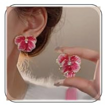 Inateannal Blue Flower Stud Earrings Enamel Floral Petal Earrings Large Butterfly Orchid Earrings Cubic Zirconia Rhinestone Flower Earrings Big Petal Statement Earrings Jewelry for Women