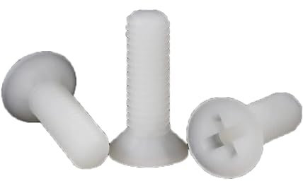 M2 M2,5 M3 M4 M5 M6 M8 Weiße Kunststoff-Nylon-Senkkopfschrauben, Kreuzschlitz-Flachkopfschrauben, White, M4x12mm (50pcs)