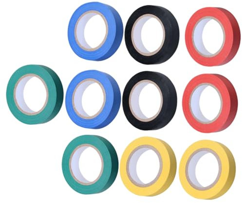 CHILDWEET 10rollen Isolierband Wasserdichtes Klebeband Aus Pvc Lang Für Elektroarbeiten Farbiges Isolierband Blau Grün Gelb Schwarz Rot