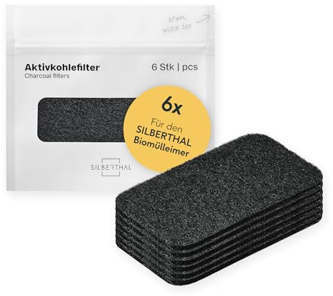 SILBERTHAL Aktivkohlefilter 6er Set für Biomülleimer | Geruchsfilter Ersatz für Kompost Mülleimer