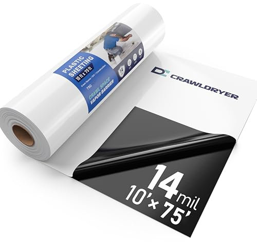 Crawl Space Dampfsperre – 14 mm, 3 m x 2,5 m, Dampfsperre für Crawlspace Verkapselungsset, Dampfsperre Kunststoff, Crawlspace Liner, robuste Kunststofffolie, schwarz-weiße Panda-Folie