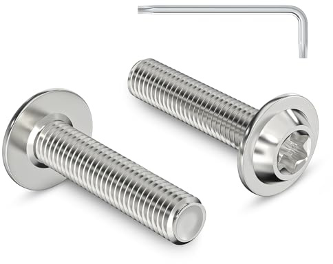 20 Stück M6 x 25 mm Linsenkopfschrauben mit Flansch Torxantrieb Edelstahl A2 V2A Schrauben Vollgewinde mit Torx Schlüssel