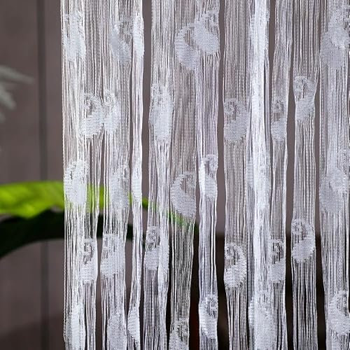 Odot 2PCS Patrón Irregular Cortina Puerta Exterior Hilos,Cortina de Flecos para Ventana Cortinas de Puerta Antimoscas,Separador de Habitaciones para Decorativa Dormitorio (Blanco,100x200cm)