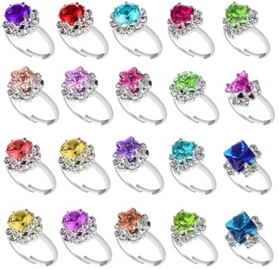 JUKOTA Lot de 20 bagues réglables pour fille - Idéales pour les fêtes et la vie quotidienne - Styles et couleurs aléatoires - Idéales pour les filles et les adultes