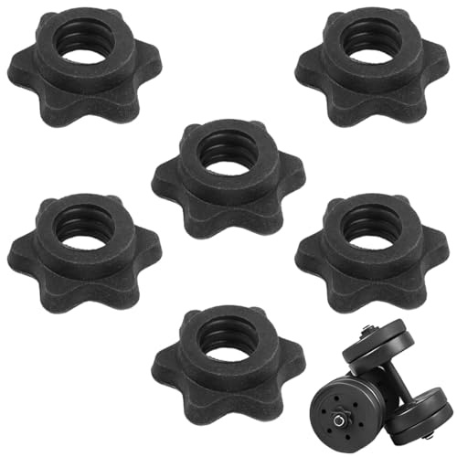 JYNXOR 6 Pcs Chiusure a Stella, Chiusura a Stella per manubri da 25 mm, Chiusura Rapida da 25 mm, Chiusure per bilanciere, Morsetti per bilanciere, Dadi per bilancieri Per Allenamento Sportivo(25 Mm)