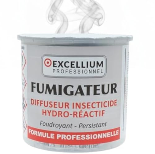 Fumigateur Insecticide Punaises de Lit 20g EXCELLIUM PROFESSIONNEL 50-100m² | Cafards, moustiques, fourmis, puces, araignées, mites, guêpes ; activation à l'eau, sans gaz ni flamme ; usage intérieur