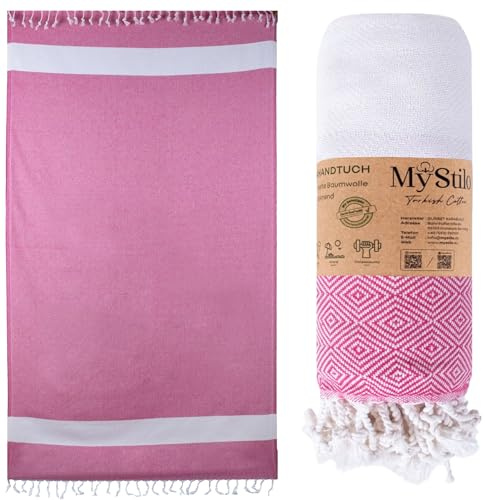MyStilo Toalla de playa, toalla de sauna XXL, gruesa, suave, 100 x 200 cm, secado rápido, toalla de hammam de alta calidad con estampado de diamantes para hombres, mujeres (fucsia)