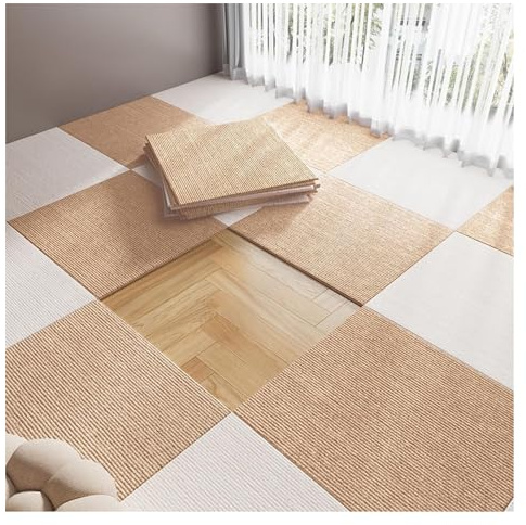 GPDNBIEU, Losetas de Alfombra for Piso, baldosas Lavables con Empalme sin Costuras, losetas Acolchadas Suaves, Multiusos 19 pies Cuadrados(Rice White+Rice Dumpling)