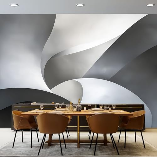 Generico Carta Da Parati Temi Semplice - 200 x 140 cm 3D Effetto Carta Da Parati Non Tessuto Decorazioni Per Soggiorno Camera Da Letto, Metallo Astratto E Curvo Motivo Murales