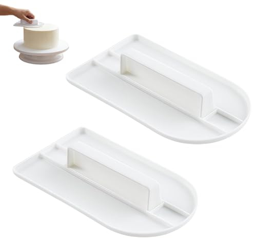 2PCS Cake Smoother Polisher – White Fondant Smoother Tools for Icing, Frosting, Baking & Cake Decorating – Flat Edge Spatula for Home and Professional Bakery Use (White)