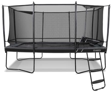 North Trampoline Legend Trampolin Outdoor mit Sicherheitsnetz & Leiter – Premium Gartentrampolin Outdoor, Verstellbare Sprungkraft – Stabiler Stahlrahmen – Werkzeuglose Montage – Für Kinder & Familie