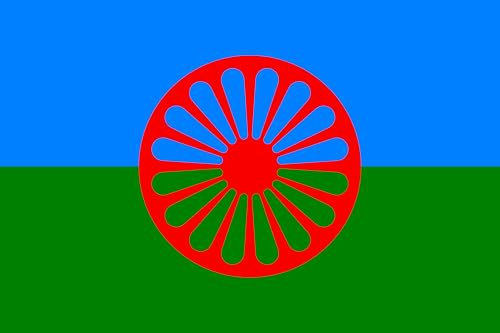 Bandera Gitana,Gypsy Flag,Romani people Tradicional para Decoración, Roja y Verde, 150 x 90 cm, Diseño Floral (Satén multicolor 150 x 90 cm)