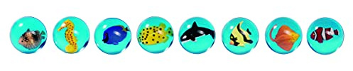 Flummi havsdjur fisk 3D, 8 stycken 4,5 cm – flummy, gummiboll, hoppbollar som födda