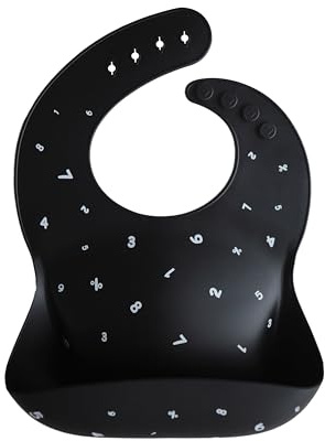 mushie Bavoir Bébé en Silicone | Bavoirs Imperméables Réglables | Bavoirs Faciles à Essuyer | 4 Tailles Réglables Avec Poches Avant Profondes | 100% Sans BPA et Phtalate | Black