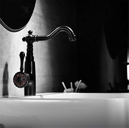 YAWEDA Küchenarmatur Messing Badarmatur Schwarz Waschbecken Wasserhahn Küchenspüle Wasserhahn Messingarmatur Torneira Banheiro Becken Standmixer Wasser 360 Wirbel, Schwarz D.