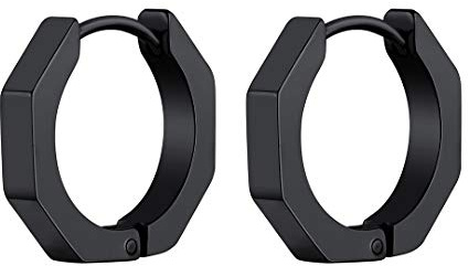 ChainsHouse Ohrringe für Herren Damen Edelstahl Creolen Wasserfest | Ohrstecker mit Kettenohrhänger/Achteck/Legel/Triangel Design, Hoop Kreolen Punk Ohrpiercing, Geschenk für Männer Frauen