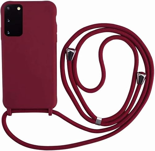 Ququcheng Kompatibel mit Samsung Galaxy S20 Hülle,Handykette Hülle Silikon Seil Necklace Handyhülle mit Kordel Tasche TPU Bumper Schutzhülle für Samsung Galaxy S20-Rot