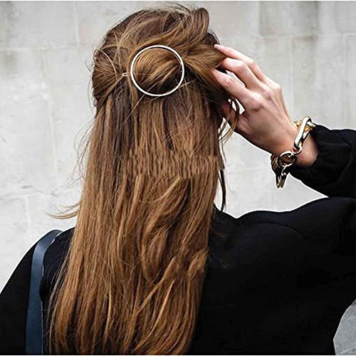 Yheakne Kreis Haarspange Haarspange Hohl Runde Silber Haarspange Haarnadel Minimalistische Bobby Pin Geometrie Metall Haarschmuck für Frauen und Mädchen (Silberkreis)