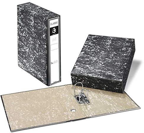 Archivador A-Z + Caja PRAXTON Negro Jaspeado, Folio Ancho 75 mm. (Pack x10)