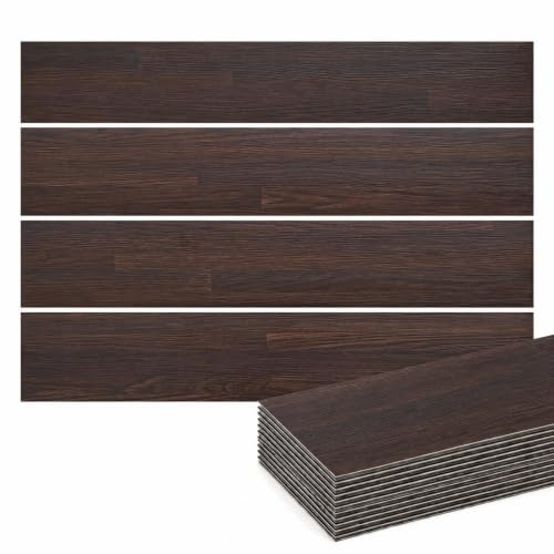 Panana 36pcs Self Adhesive PVC Flooring Planks, 5.02m² Peel & Stick Vinyl Floor Tiles, Waterproof Wood Effect Floor Stickers for Kitchen, Bathroom, Living Room & Rental Solutions (Dark Coffee)