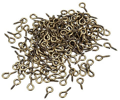 sourcing map 200Pcs Small Screw Eye Pins Hooks Mini Eyelets Screws Threaded, 4x8x1mm Self Tapping Screw for Jewelry Making Findings DIY Crafts, Bronze Tone