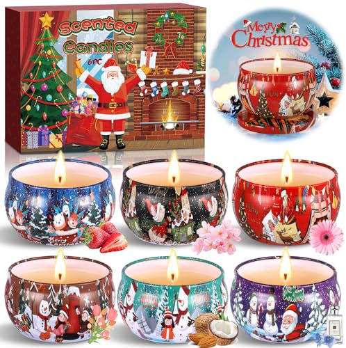 ENCOUN Weihnachtskerzen, Duftkerzen Geschenkset, 6 Stück Duftkerze Set, Natürliches Sojawachs Christbaumkerzen, Duftkerze Weihnachten, Weihnachtskerze für Weihnachten, Muttertag, Valentinstag