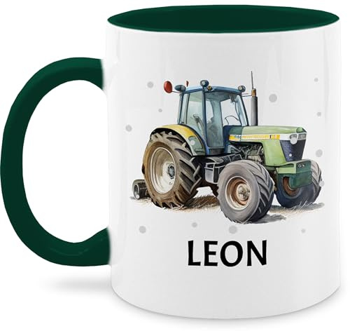 Tasse Tassen 325ml - Trecker Name I Trecker Fan I Traktor Geschenk personalisiert I Geschenk Landwirt - 325 ml - Dunkelgrün - geschenkideen für landwirte teetasse einschulung traktoren leon haferl