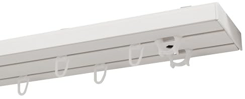 Garesa Gardinenschiene 2-läufig, Weiß I Vorhangschiene aus Kunststoff inkl. Gleiter I Vorgebohrt zur Deckenmontage I Auch für mittelschwere Vorhänge I 100cm