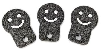 3x mini Einkaufswagenchip sofort abziehen Einkaufswagenlöser Schlüsselanhänger (Smiley, Schwarz Metallic)