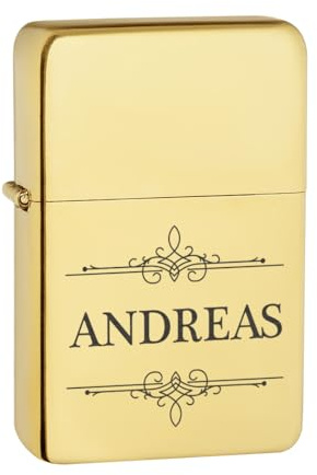 Goldenes Feuerzeug aus Metall mit Gravur als Vatertagsgeschenk - Feuerzeug als Männergeschenk - das Geschenk zum Geburtstag und Jubiläum