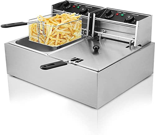 KUMIAO Commercial Twin Double Tank 5000W Deep Fryer Stainless Steel - 20L Electric Chip Fryer for Restaurants - Premium Restaurant Grade Equipment