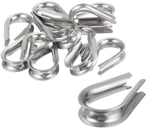 sourcing map 12Pcs M8 Stainless Steel Thimble for 8mm Dia Wire Rope, Wire Rope Cable Thimbles Rigging for Marine, Sunshade Sail, Fence