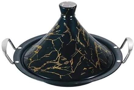 Tajine Royal Swiss 34 cm - Acciaio inossidabile Rivestimento antiaderente Coperchio porcellana - Tutte le fonti di calore, induzione, gas, elettrico - cucina sana (nero, 34 cm)