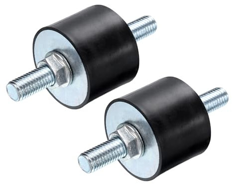 QUARKZMAN 2 Stück M10x28mm Gummipuffer mit Gewindebolzen 40x30mm männlicher Vibrationsdämpfer verzinkte zylindrische Gewindehalterungen mit 4 Stück M10 Sicherungsmuttern