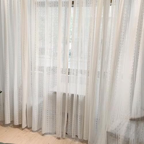 Vorhänge Beige 2er Set mit Haken, Gardinen für Schienensystem 96x160CM Spitze mit Stickerei Münzen Boho Gardinenschals Halbtransparent für Wohnzimmer Schlafzimmer Küche