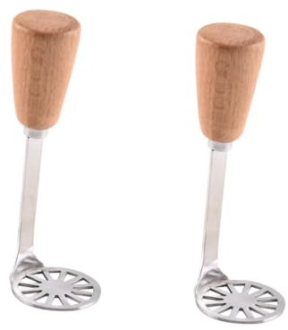 HAWILLOSCH 2stücke Kartoffelstampfer Mit Holzgriff Praktischer Kartoffel Und Gemüsepresser Für Babybrei Und Knoblauch Spülmaschinenfest Und Rutschfester Griff