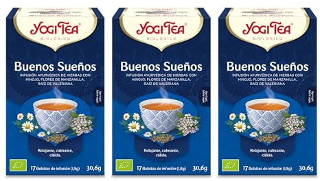 Yogi Tea - Buenos Sueños - Infusión Ayurvédica - Mezcla de Hinojo, Flores de Manzanilla y Raíz de Valeriana - Sin Cafeína - Pack de 3x17 bolsitas (51 en total)