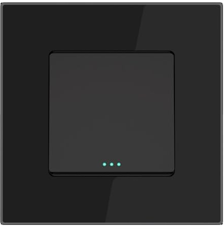PULSAR Taster Unterputz 1 Fach Glas Schwarz, Lichtschalter 10A - 250 V Lichttaster mit Glasrahmen 86x 86mm
