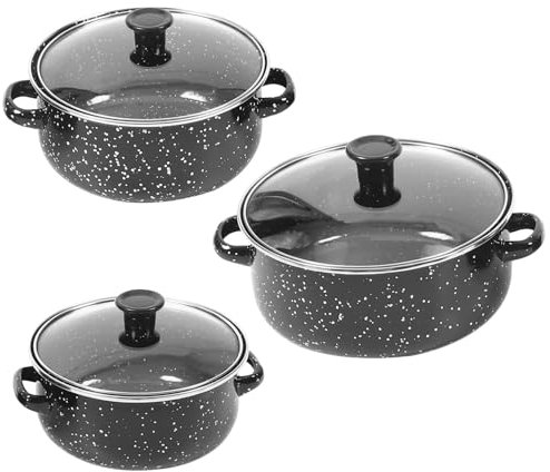 OFFSCH 1set Enamel Soup Pot Lid Double Handle Cookware for Easy Serving for Cooking Sauces Instant Noodles and More for Apartments and Camping