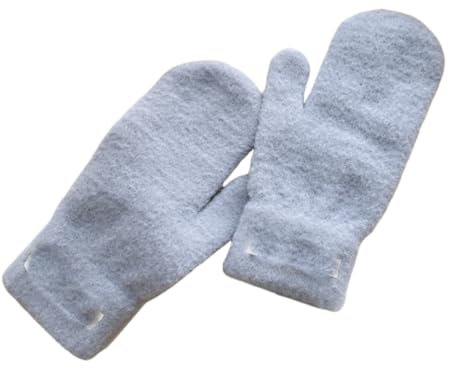 JINZIJINYU Handschuhe Strick Damen Fäustlinge Einfarbig Verdickter Samt Kältebeständige Handschuhe Damen Winter Fahrrad Ski Handschuhe Hellblau