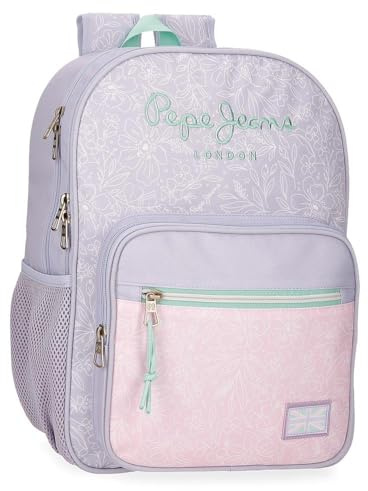 Pepe Jeans Renata Zaino scuola adattabile a carrello viola 30 x 40 x 12 cm Poliestere 14,4 L by Joumma Bags, Viola, Taglia unica, Zaino scuola adattabile a carrello