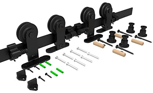 Kit de riel doble para puerta corredera de 228 cm (una sola pista) de montaje superior resistente en forma de T