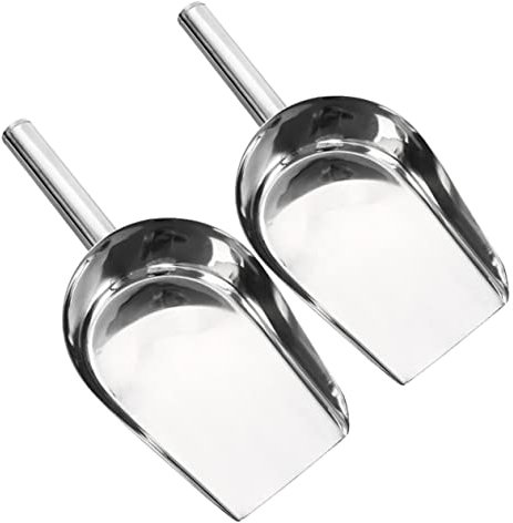 NOLITOY Pelle à Glaçons Inoxydable Petite Taille Acier Inoxydable Lame Plate Usage Cuisine Porte-cuillère Domestique Lot De 2 Pièces Pratique Pour Glace, Fruits Secs Et Farine