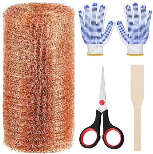 Copper Tape Against Snails 6 m, Snail Protection, Copper Tape Comes with Gloves, Copper Net Fence, Anti Slug Repellent, Comes with Scissors, Shovel, for Mouse, Rodents, Birds