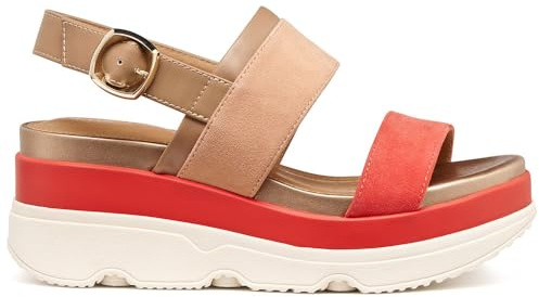 Geox Sandalo da donna D Gardenia A Wedge, Peach/LT Brown, 39 EU