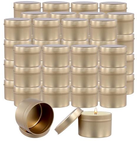 FUNSUEI 48 PCS 4oz Rose Gold Jars with Lids, Metal Candle Containers - Empty Bulk for DIY Candle Making, Crafts Projects, Storage Spices