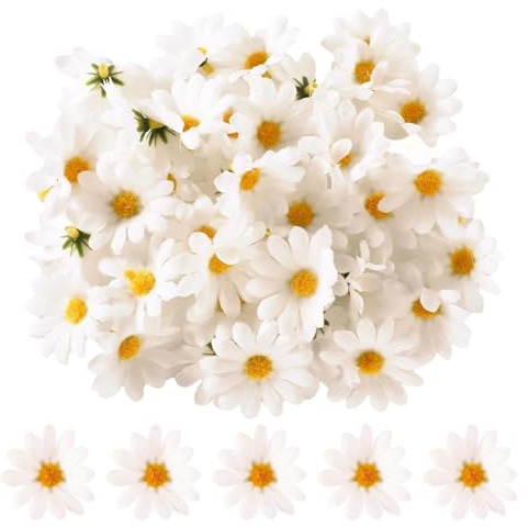 txuzong 200 Stück Künstliche Gänseblümchen, Wie Echte Kunstblumen für Deko | Mini Blumen für Hochzeitsdekoration, Kranz, Party, Balkonpflanzen & Heimdekoration